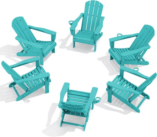 Vista 15 de SERWALL Silla Adirondack plegable ajustable, silla Adirondack reclinable con 3 posiciones reclinables, HDPE para todo tipo de clima, Adirondack