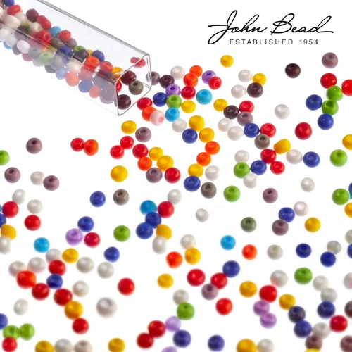 Vista 4 de John Bead Cuentas de cristal checo 4/0 negras para hacer joyas, vial de 0.78 oz
