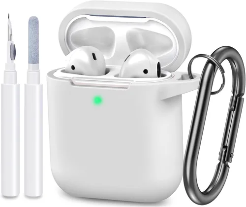 Vista 26 de Funda compatible con AirPods, cubierta protectora de silicona completa a prueba de polvo diseñada para Apple AirPods de 1.ª y 2.ª