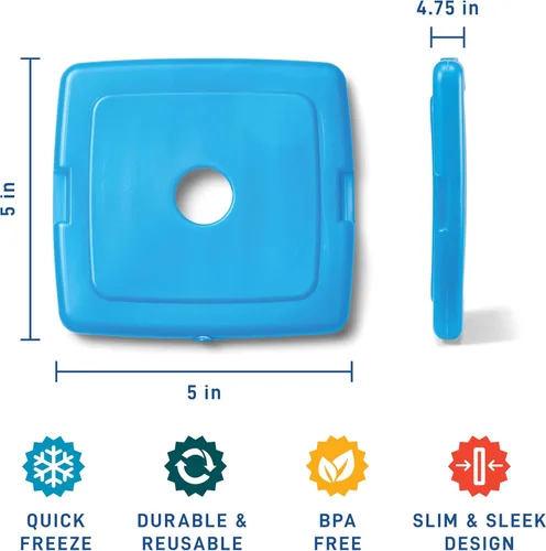 Vista 3 de Cool Coolers by Fit + Fresh, 4 Pack Slim Ice Packs, Space Saving Reusable Ice Packs for Lunch Boxes or Coolers