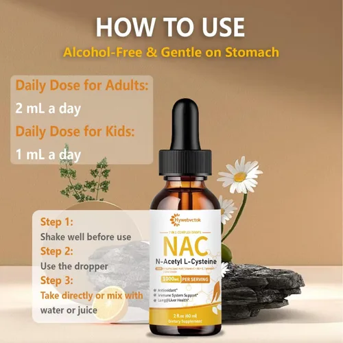 Vista 5 de Líquido NAC Gotas 1000 MG,NAC Suplemento Líquido N-Acetil