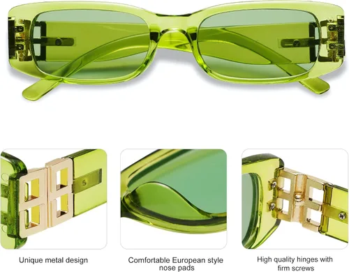 Vista 23 de Allarallvr Lentes de sol rectangulares para mujer, estilo retro de los años 90, Y2K, clásicos, vintage, cuadrados, AR82037