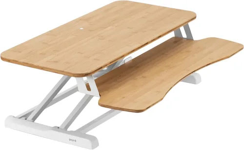 Vista 13 de VIVO Convertidor de escritorio de 26 pulgadas, Serie K, elevador ajustable de sentado a parado, estación de trabajo para dos monitores y laptop