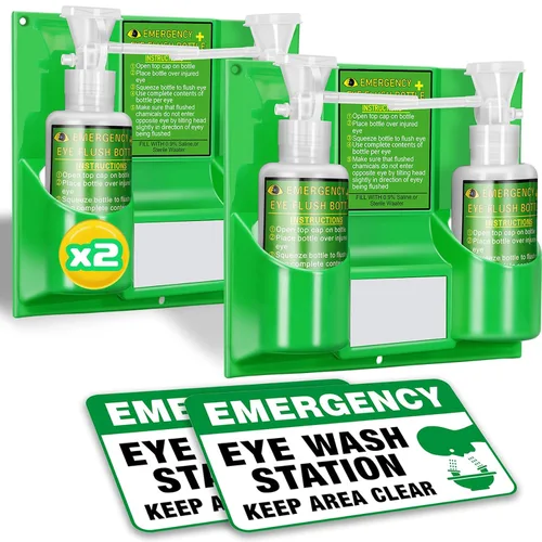 Vista 8 de Magula Estación de lavado de ojos portátil de 17 oz*2 aprobada por la OSHA, sin BPA, kit de lavado de ojos de primeros auxilios montado en la pared
