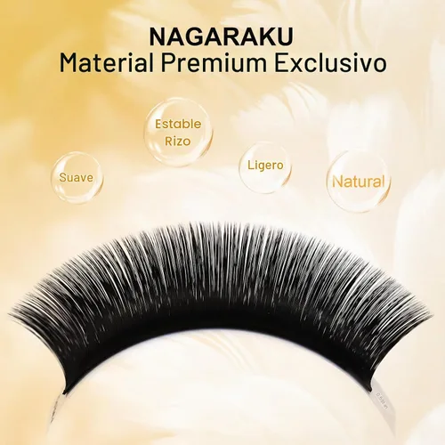 Vista 3 de NAGARAKU Easy Fan - Extensiones de pestañas con volumen, 0.05 D 0.315-0.591 in, mezcla de negro mate Soft Faux Mink PBT Fiber, Rapid Self Blooming