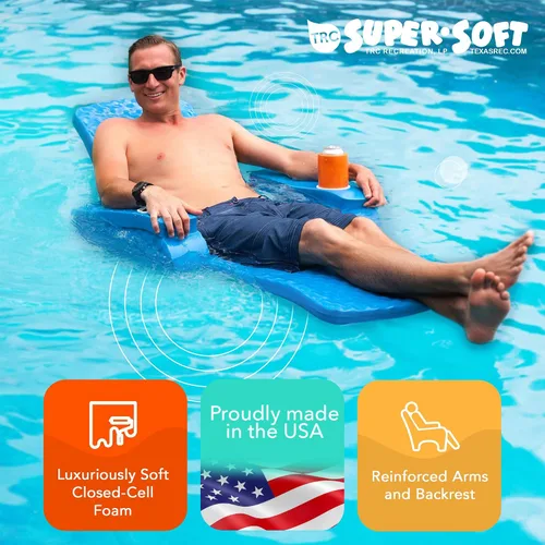 Vista 5 de TRC Recreation Baja II - Flotador plegable de espuma para piscina, tumbona flotante portátil con 2 portavasos para artículos esenciales de playa