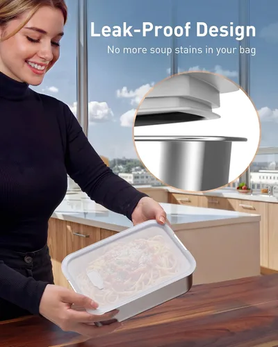 Vista 7 de EAST OAK Caja de almuerzo eléctrica inalámbrica para adultos, caja de almuerzo autocalentable recargable de 5.5 tazas - Calentamiento automático