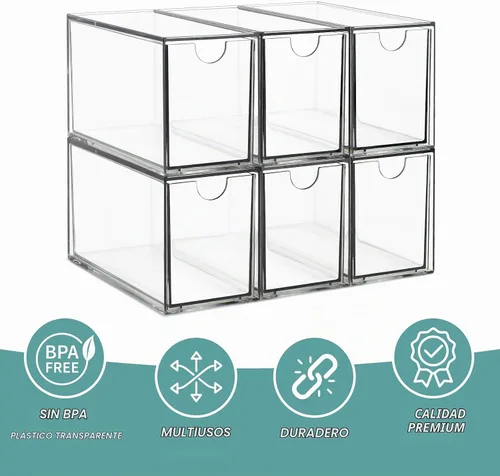 Vista 5 de LANLISA Paquete de 6 organizadores y almacenamiento de bolsas de té Organizador de bolsa de té, contenedor de cajón de té de plástico, para gabinete