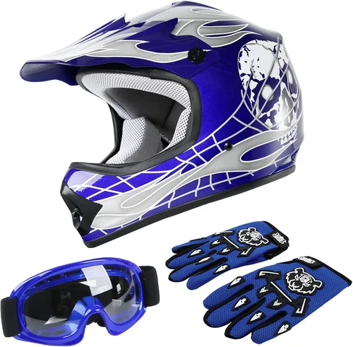 Vista 18 de TCT-MOTORPARTS DOT - Casco de motocross para niños y jóvenes, casco de cara completa para motocross, ATV, todoterreno, casco de cuatro ruedas