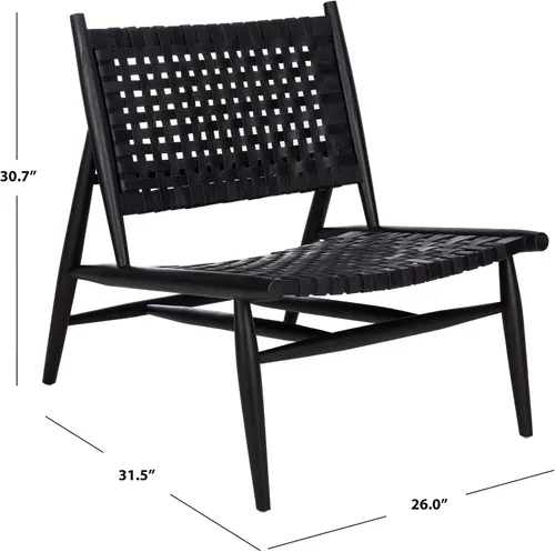 Vista 11 de Safavieh Home Soleil Silla decorativa tejida de cuero natural y blanco