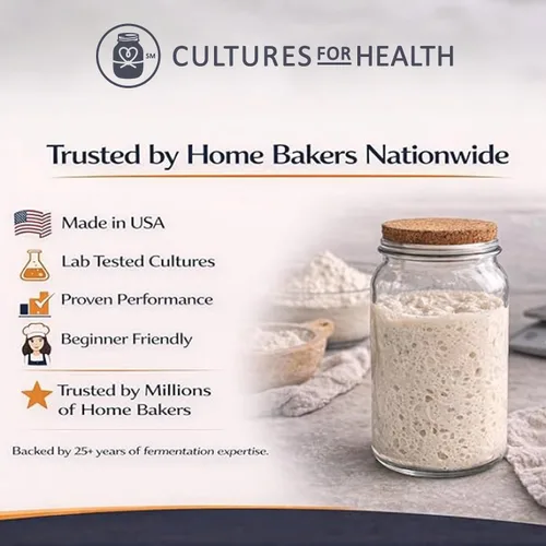 Vista 5 de Cultures for Health Rapid Sourdough Starter - Hornea pan de masa madre artesanal en 72 horas - Cultura viva deshidratada para pan casero, masa