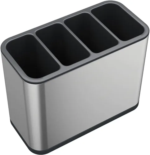 Vista 5 de TESOT Organizador de cubiertos para utensilios con soporte para cucharas con 4 compartimentos divididos, acero inoxidable resistente, a prueba