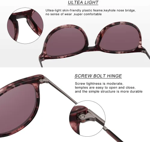Vista 4 de WOWSUN Lentes de sol retro para mujer, lentes clásicos redondos de moda 2024