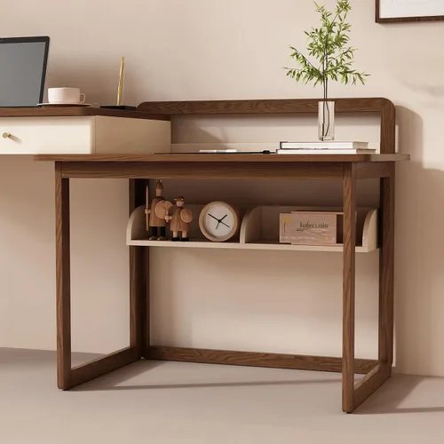 Vista 10 de Lartis Escritorio extensible de madera maciza de 70 pulgadas, mesa de estudio de almacenamiento con unidad lateral, banco de trabajo multifuncional