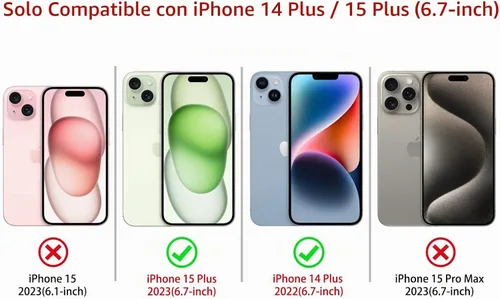 Vista 3 de NITITOP Funda magnética transparente compatible con iPhone 14 Plus/15 Plus, compatible con MagSafe lindas flores, hojas florales para mujeres