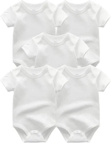 Vista 7 de Kiddiezoom Body unisex de manga corta para bebé, paquete de 5