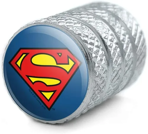 Vista 2 de Tapones de válvula de borde de neumático de aluminio con logotipo clásico del escudo de Superman