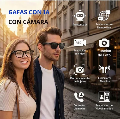 Vista 2 de AI Smart Glasses with Camera, 4K HD Video Recording Sunglasses