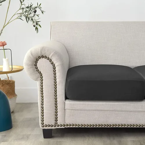 Vista 6 de Fundas de cojín de terciopelo para sofá, funda elástica para cojín de sofá suave, protector de muebles extraíble y lavable para sala de estar, Negro