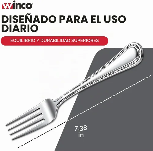 Vista 4 de Winco Juego de tenedores de cena de 12 piezas, acero inoxidable 18-0, plata