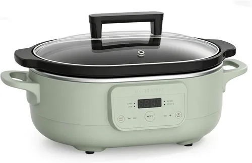 Vista 8 de Olla de Cocción Lenta Programable de 6 Cuartos con Recipiente Antiadherente Saludable Extraíble - Pequeño Electrodoméstico de Cocina para Cenas