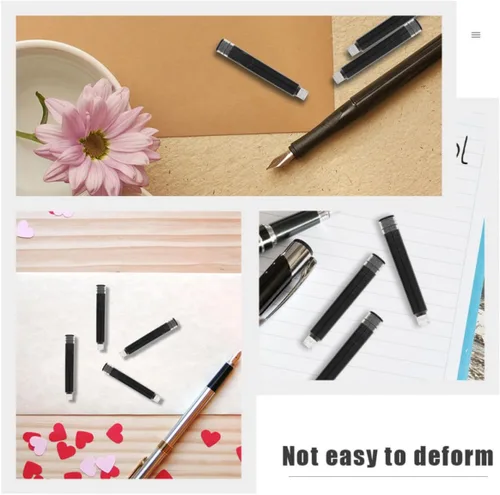 Vista 7 de Black Fountain Pen Refills with Ergonomic Design, Plastic Material, Easy to Install Ink Cartridges for Students Stationery and Convenient Writing