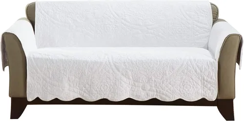 Vista 10 de SureFit Heirloom - Funda acolchada de algodón para muebles con borde festoneado, funda para sofá, apta para mascotas, lavable a máquina, color gris