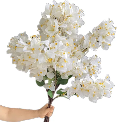 Vista 7 de 4 ramas de flores de buganvilla de seda artificiales montadas en el suelo, flor de buganvilla falsa 38.6 in/39 para centros de mesa de boda, flores