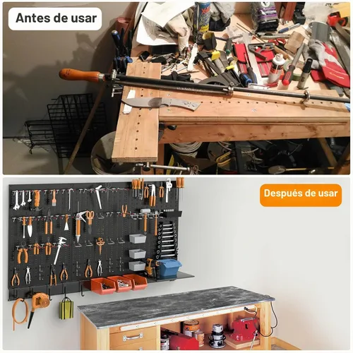 Vista 8 de TORACK - Sistema organizador de pared de metal de 24 x 48 pulgadas, kit de Negro