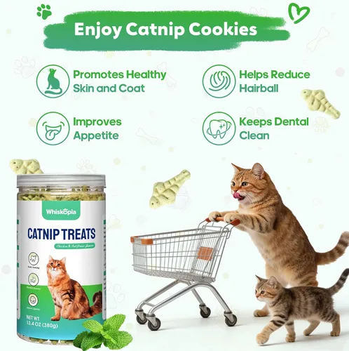 Vista 6 de Golosinas para gatos de interior con hierba gatera de 13.4 onzas con control de bola de pelo y cuidado dental, bocadillos naturales de pollo