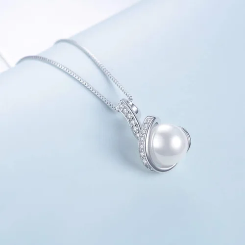 Vista 2 de YFN 925 Sterling Silver Pearl Necklace Twisted Pendant Necklace for Women Mother's Day Christmas Gifts