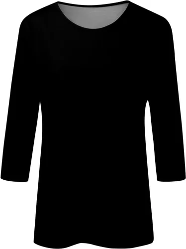 Vista 88 de Camisetas personalizadas para mujer, a la moda, casual, de séptima manga, estampada, cuello redondo, camiseta