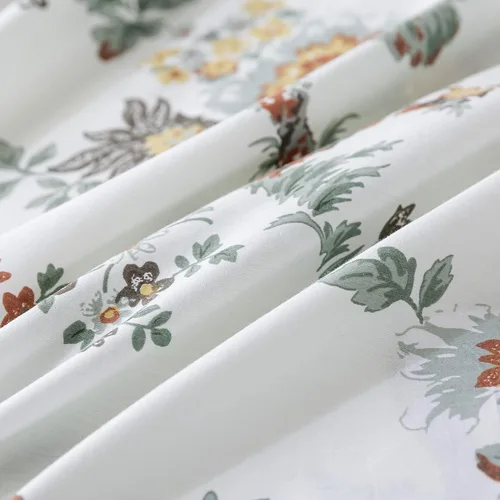 Vista 9 de FADFAY Elegante juego de sábanas con estampado de pájaros beige desgastado, 100% algodón, ultra suave, para niñas, con bolsillo profundo, 4 piezas