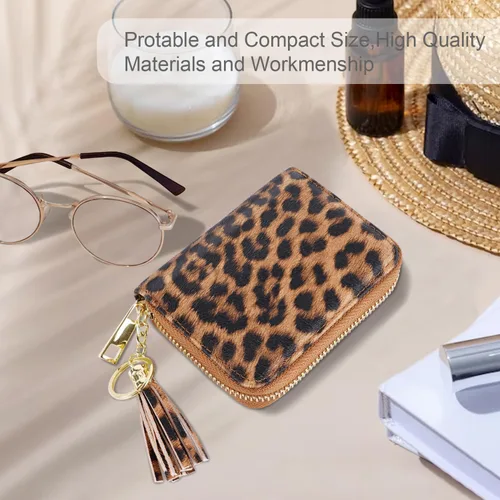Vista 7 de Billetera pequeña para tarjetas de crédito RFID con purpurina linda para mujer