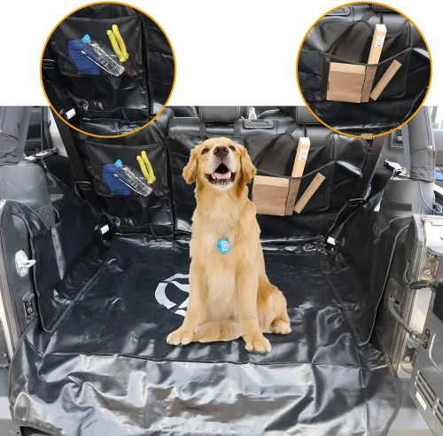 Vista 6 de Forro para maletero de perro para Jeep, protector de carga Oxford resistente al agua para Wrangler JK JL 2007-2026 de 4 puertas, antideslizante
