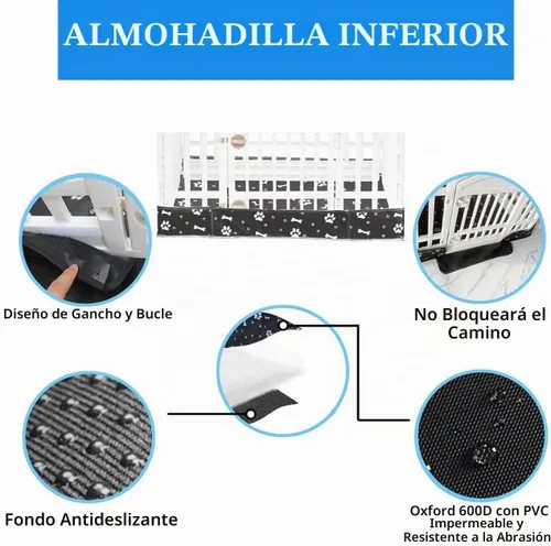 Vista 4 de Almohadilla inferior para corralito de perros y cubierta superior de malla para corralitos de 36 x 36 pulgadas (no incluido), reutilizable
