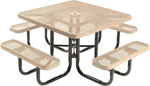 Vista 43 de COATEDOUTDOORFURNITURE Mesa de picnic cuadrada de 46 pulgadas, expandida, color negro
