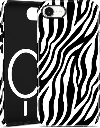 Vista 64 de Jusy Funda magnética Zebra para iPhone XR, color negro