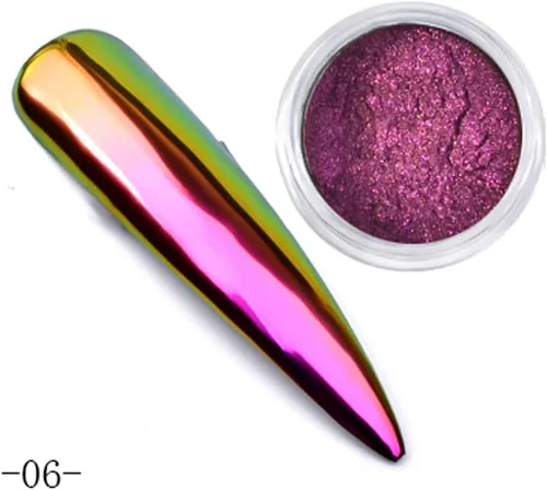 Vista 8 de Juego de 4 piezas con efecto camaleón para uñas con purpurina en polvo, pigmento metálico, esmalte de polvo cromado, pigmento brillante, decoración