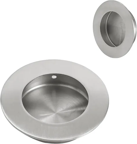 Vista 8 de HOMOTEK Paquete de 2 Manijas Redondas Deslizantes para Puerta de Armario Diámetro 2-1/2 pulgadas (65mm) Tiradores Empotrados Negros de Bolsillo