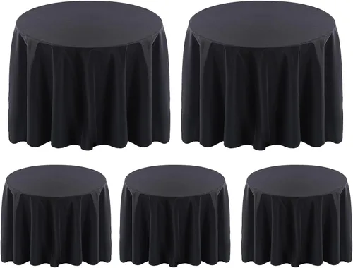 Vista 8 de Surmente Mantel cuadrado para mesas cuadradas o redondas, 100% poliéster, 52 x 52 pulgadas, mantel para bodas, banquetes o restaurantes (negro)