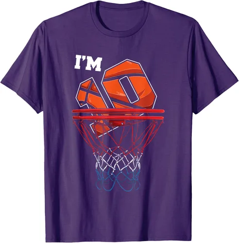 Vista 98 de Camiseta de regalo de cumpleaños con red de baloncesto de 10 años, Negro