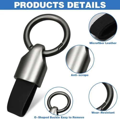 Vista 4 de 2 clips para llavero de automóvil, llavero de cuero, llavero para llaves de automóvil, llavero con llavero con hebilla de aleación de zinc, llavero