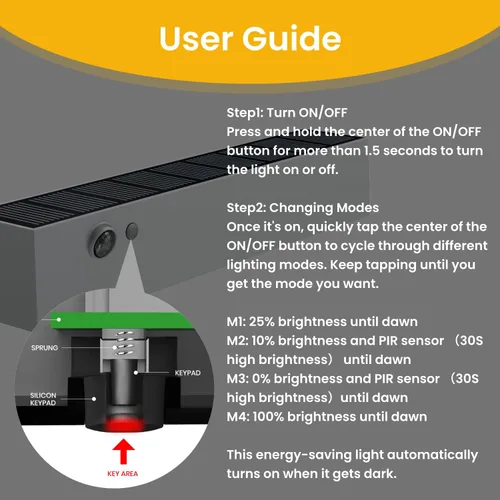 Vista 7 de Luces solares para exteriores, luz solar con sensor de movimiento para letrero de casa, IP44 impermeable 1000LM 4000K estilo moderno de lujo sin