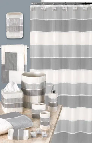 Vista 4 de Popular Bath Toallas de baño, colección Madern, juego de 3 piezas, gris