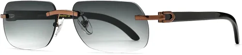 Vista 5 de Hepidem 0816 - Lentes de sol cuadrados sin montura hechos a mano de cuerno de búfalo