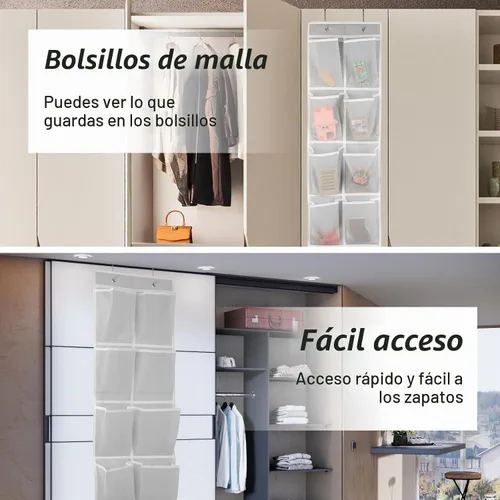 Vista 2 de GOMAJI Organizador de zapatos para colgar sobre la puerta con 12 bolsillos (2 unidades)
