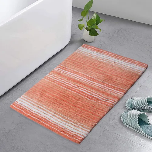 Vista 27 de Home Weavers Gradation Collection - Alfombra de baño 100% algodón, suave y absorbente, antideslizante, lavable a máquina, rectangular, 17 x 24 Beige