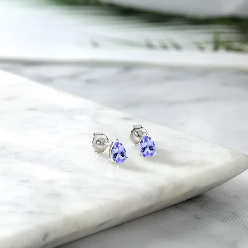 Vista 4 de Gem Stone King Aretes de plata de ley 925 con piedra natal y pera Aretes de tuerca en forma de pera de 0.276 x 0.197 in para mujer