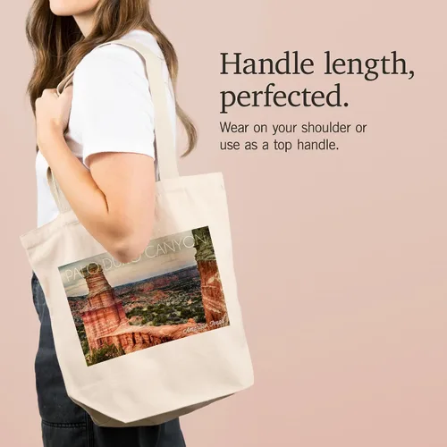 Vista 2 de Lantern Press Amarillo, Texas, Palo Duro Canyon, Lighthouse (100% Cotton Canvas Reusable Tote Bag)
